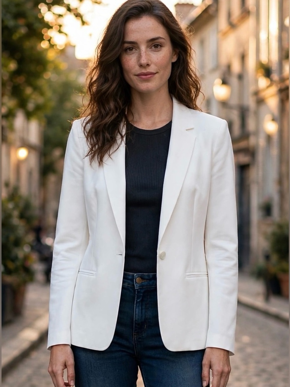 Commando Neoprene CEO Blazer Single Breasted Jacket White Medium